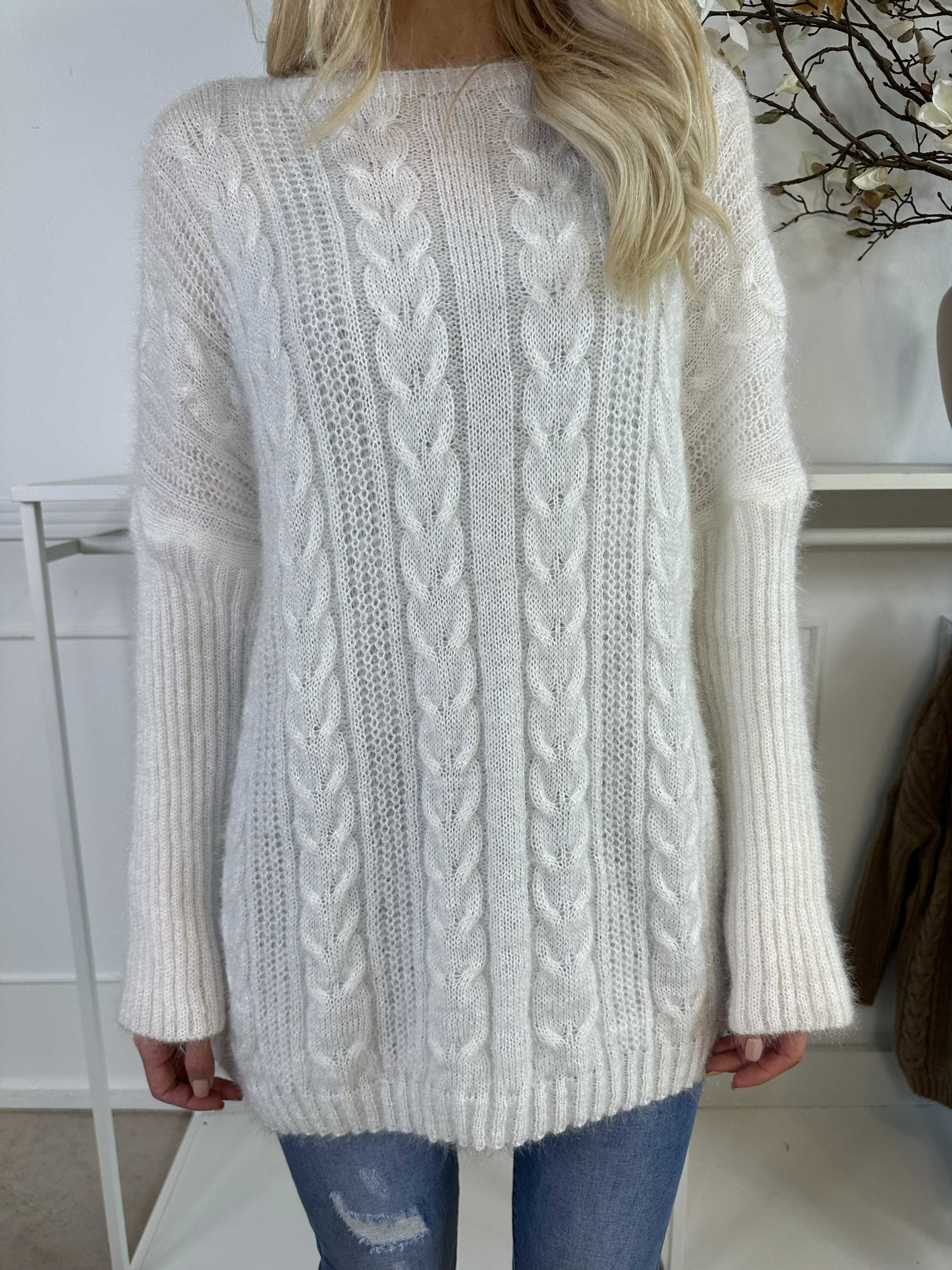 Johanna - Stickad blus i glansig trikå